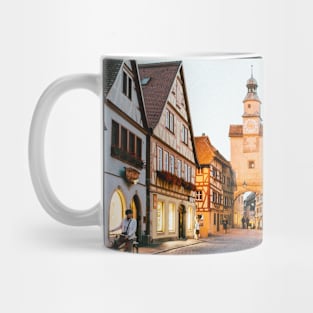 Panoramic View of City Buildings with Flowers Mug